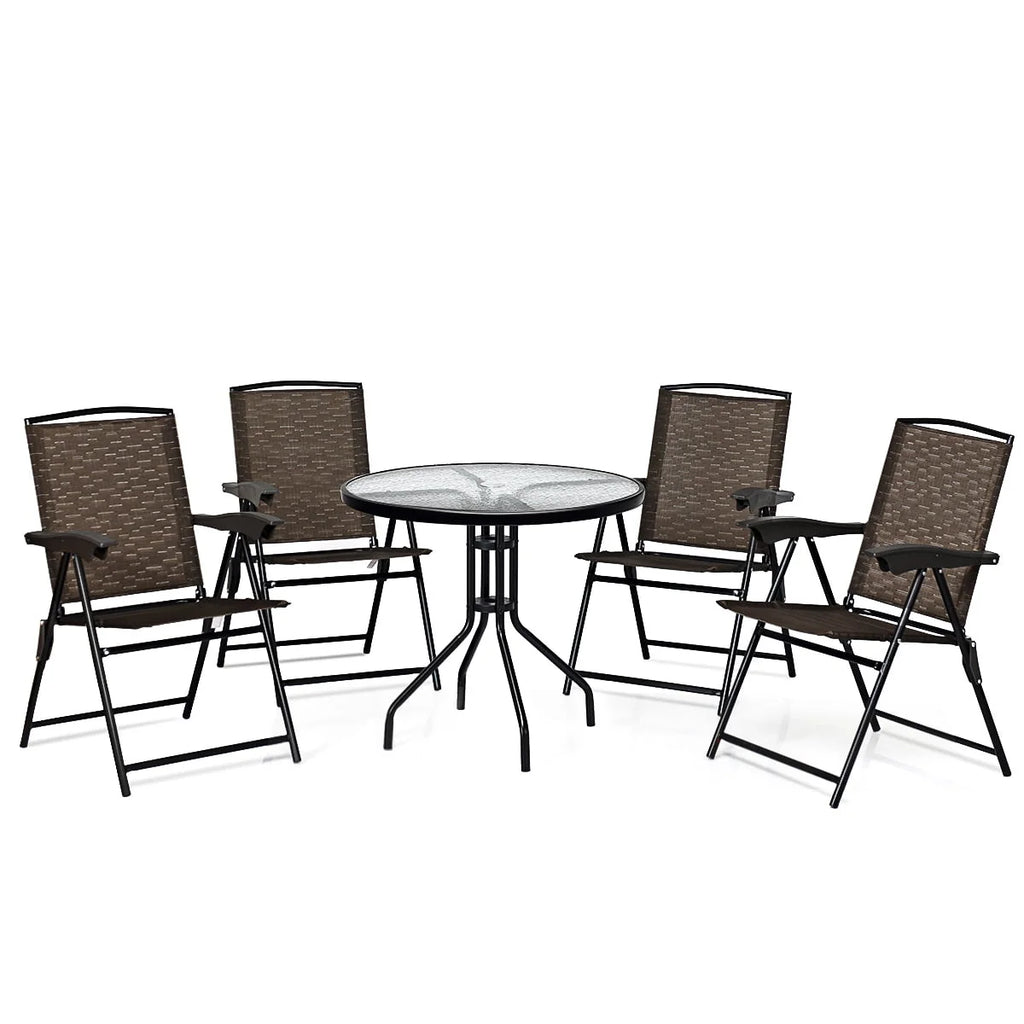 Set of 4 Folding Sling Chairs Steel Armrest L634