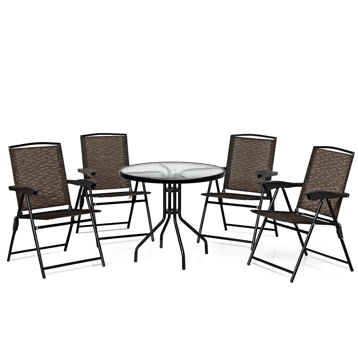 Set of 4 Folding Sling Chairs Steel Armrest L634