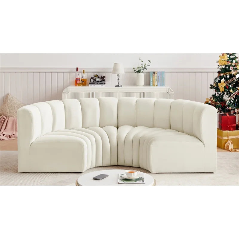 Cream Velvet Modular Sofa F84056