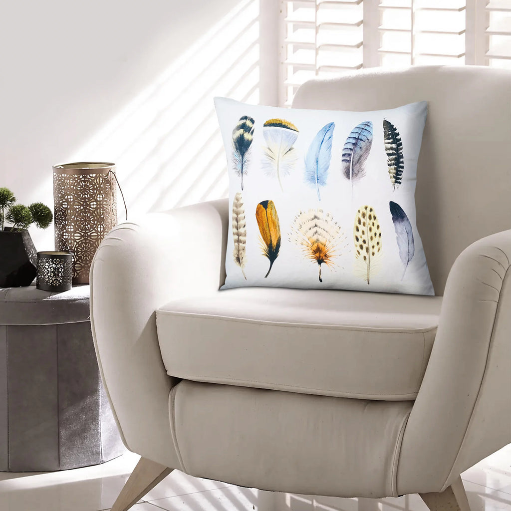 White Multicolor Cotton Throw Pillow I2311