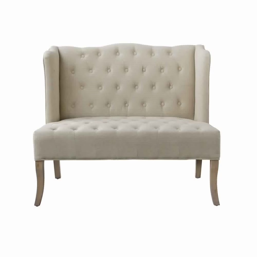 Cream Fabric Wingback Loveseat C419