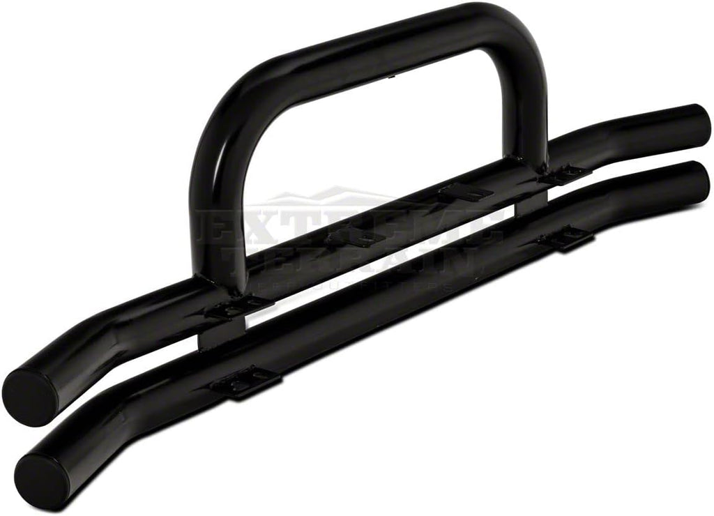 Gloss Black Double Tubular Front Bumper with Over-Rider Hoop H637