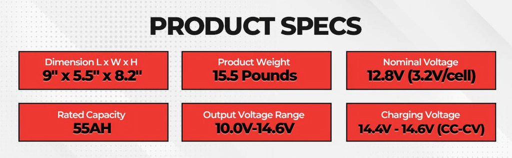 12V 55AH LiFePO4 Lithium Battery with BMS C5003