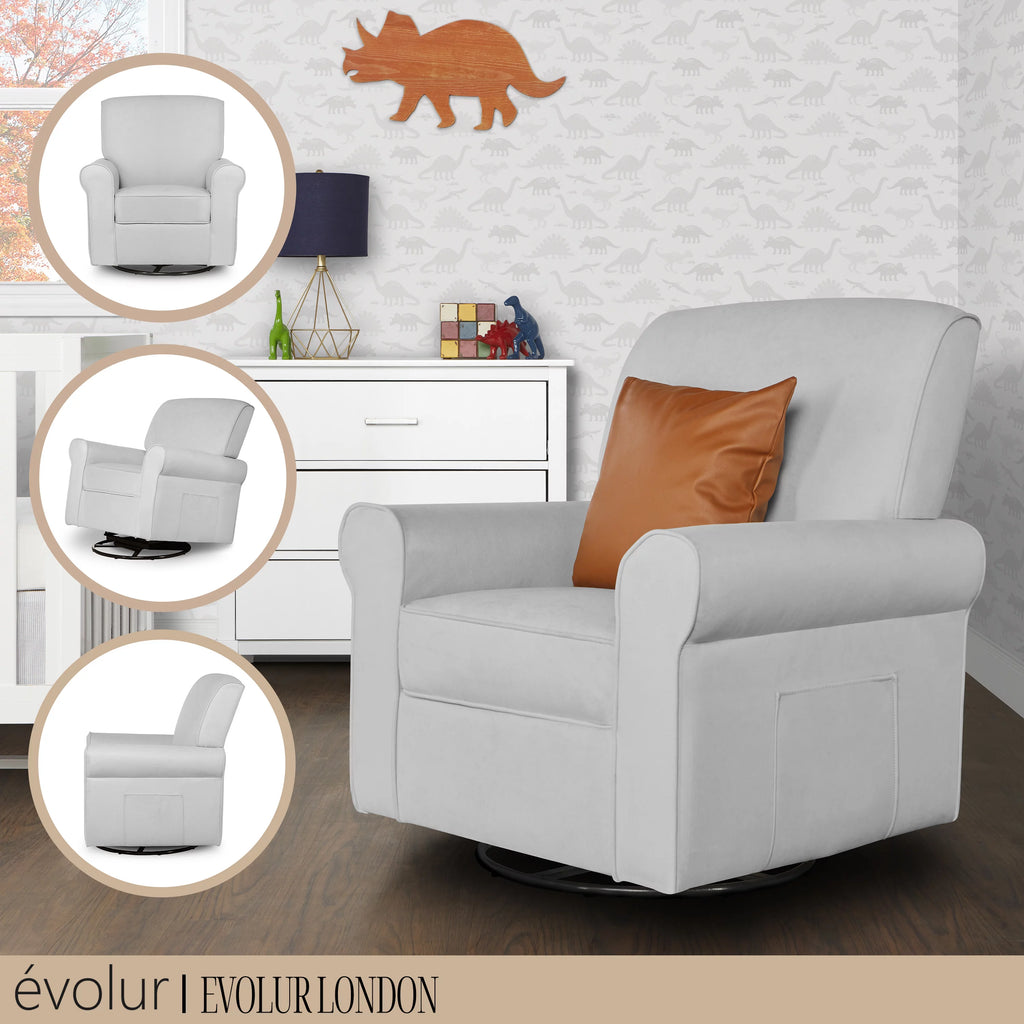 Gray Upholstered Swivel Glider T59043