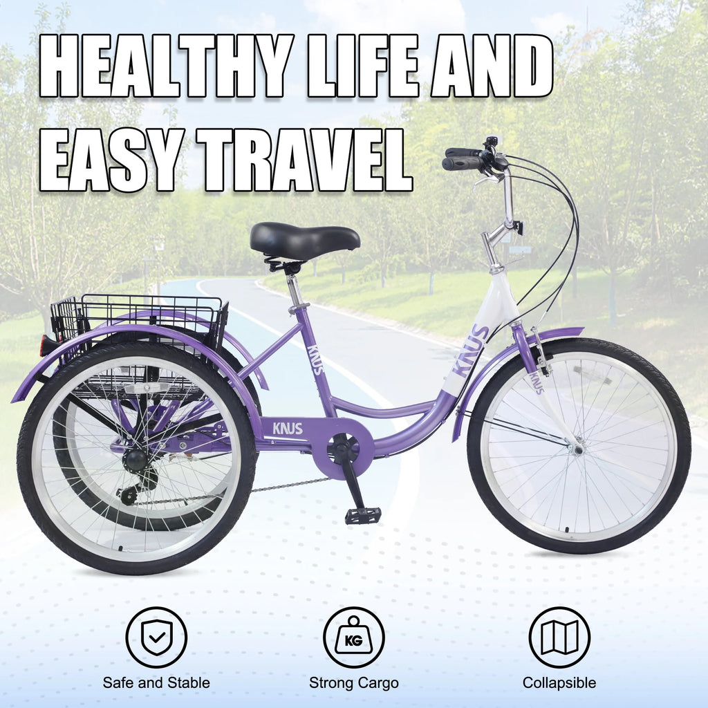 26 inch Single Speed Three Wheel Cruiser Bike with Large Basket P507