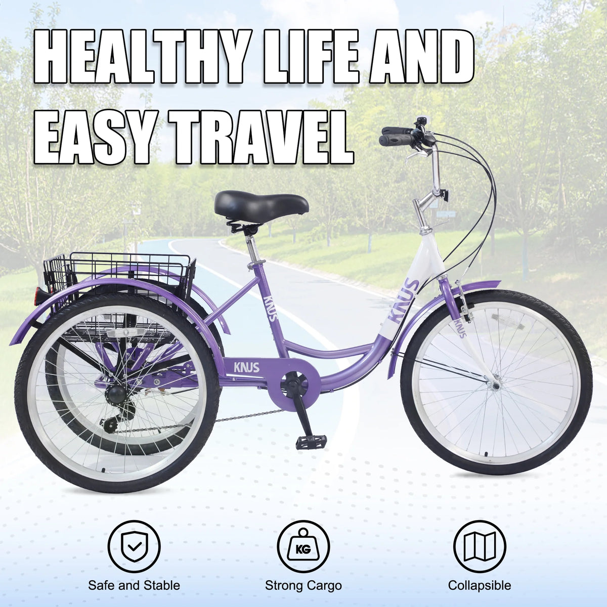 26 inch Single Speed Three Wheel Cruiser Bike with Large Basket P507