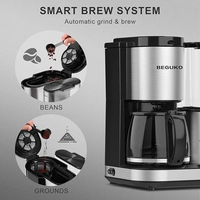 Pre-Owned 10 Cups Coffee Maker Grinder Removable Reservoir Silver M747