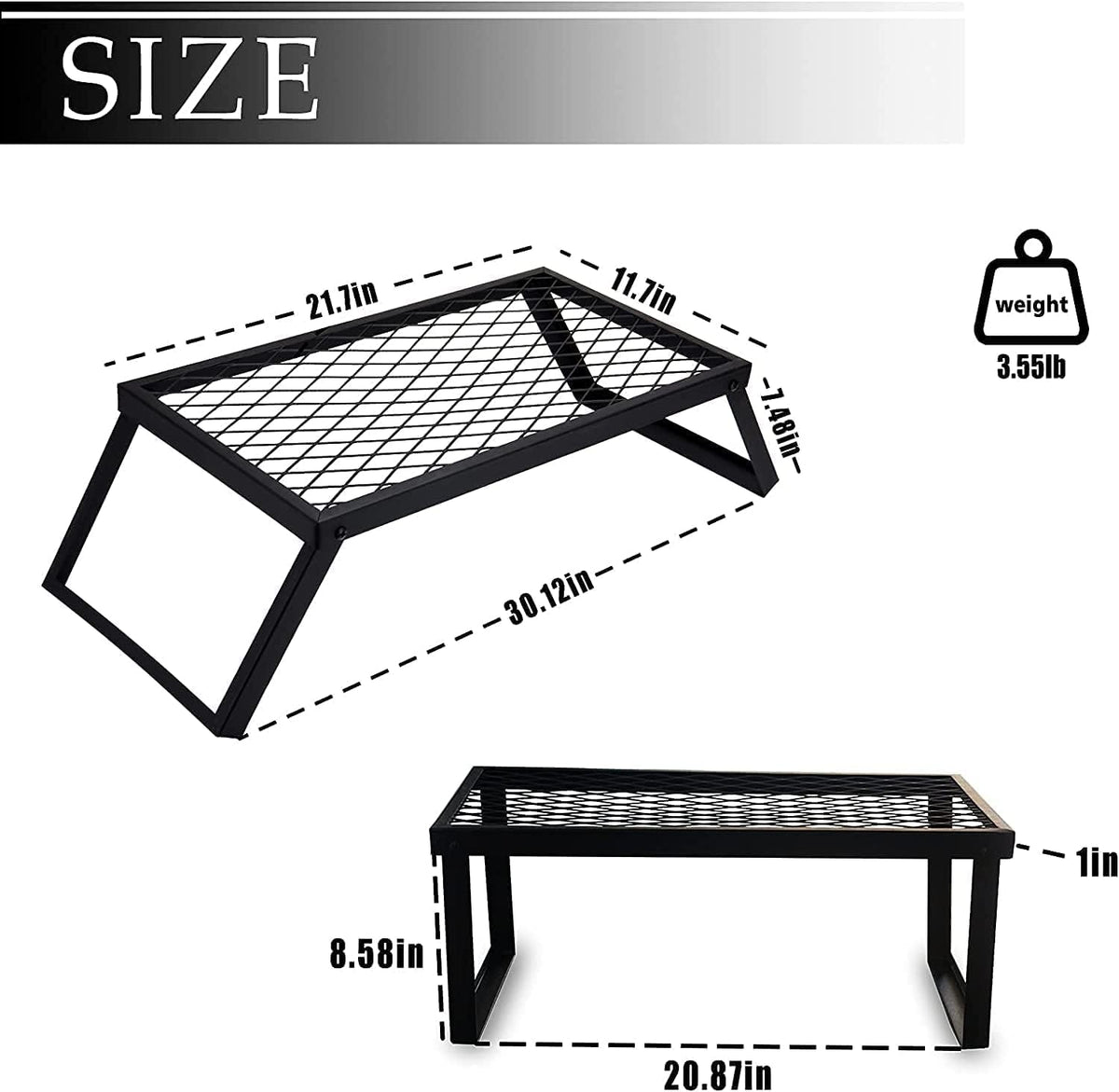 Folding Portable Over Fire Camp Grill Grate V98518