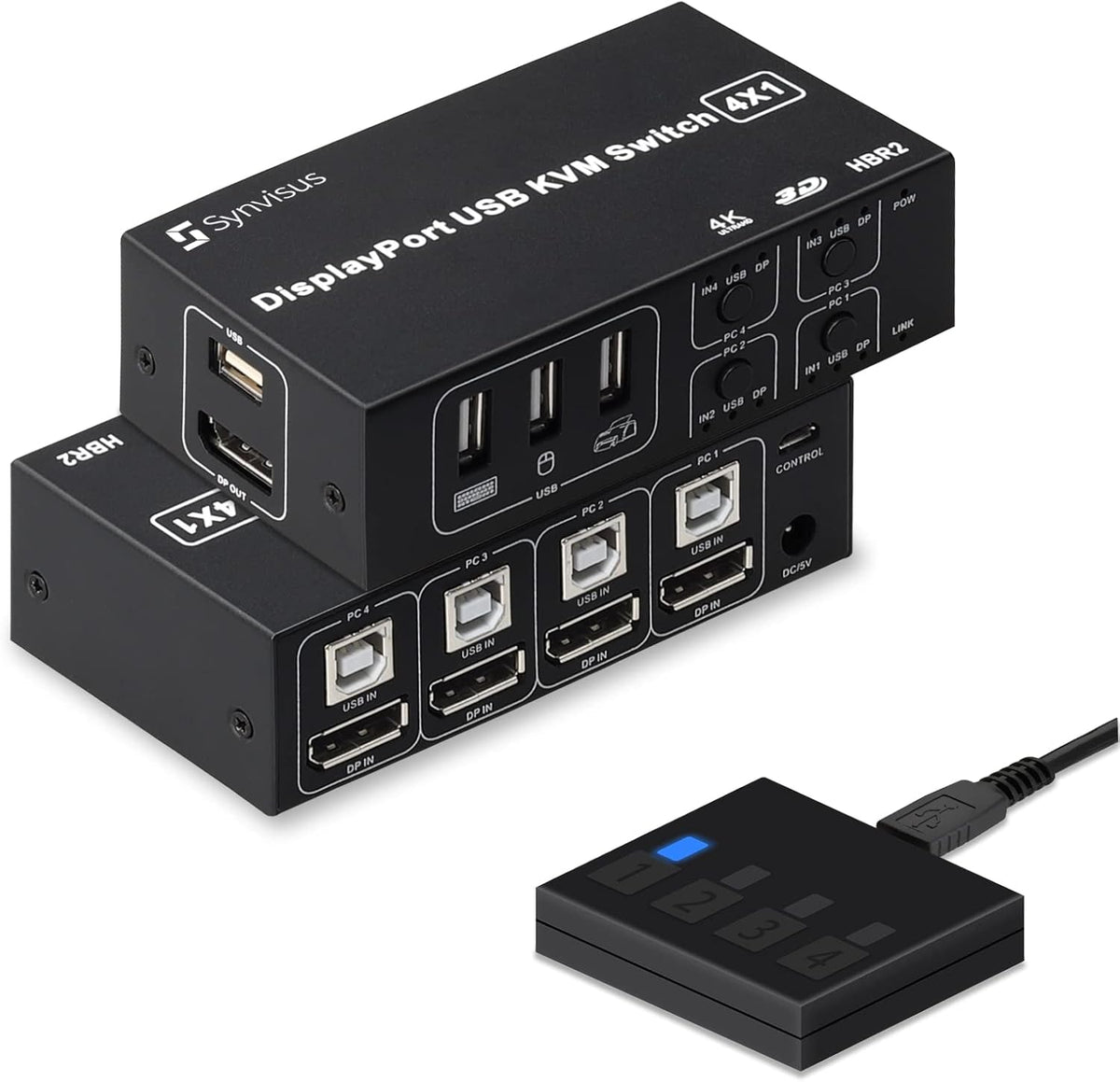 DisplayPort KVM Switch 4 Port 4K@60Hz 4 in 1 Out USB K62877