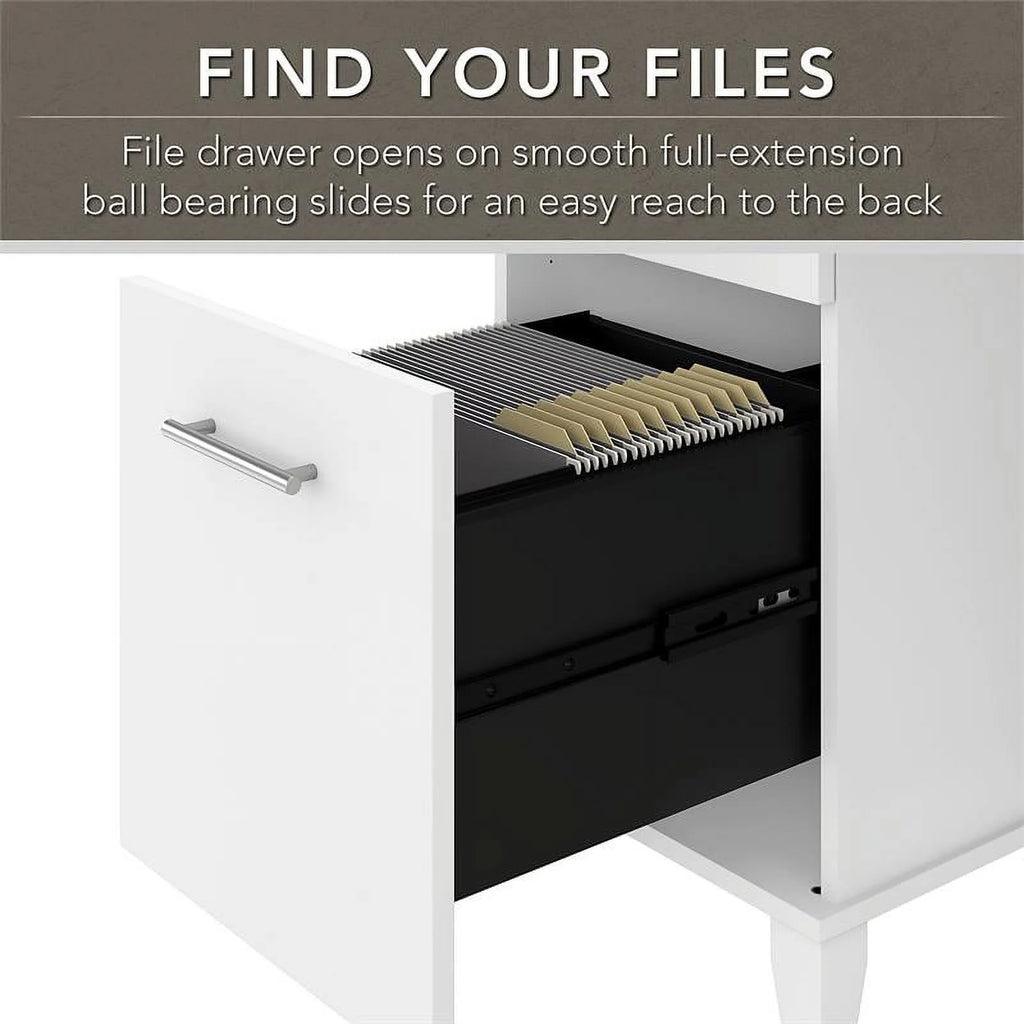 White Engineered Wood Sit to Stand Desk with Hutch and Bookcase D276
