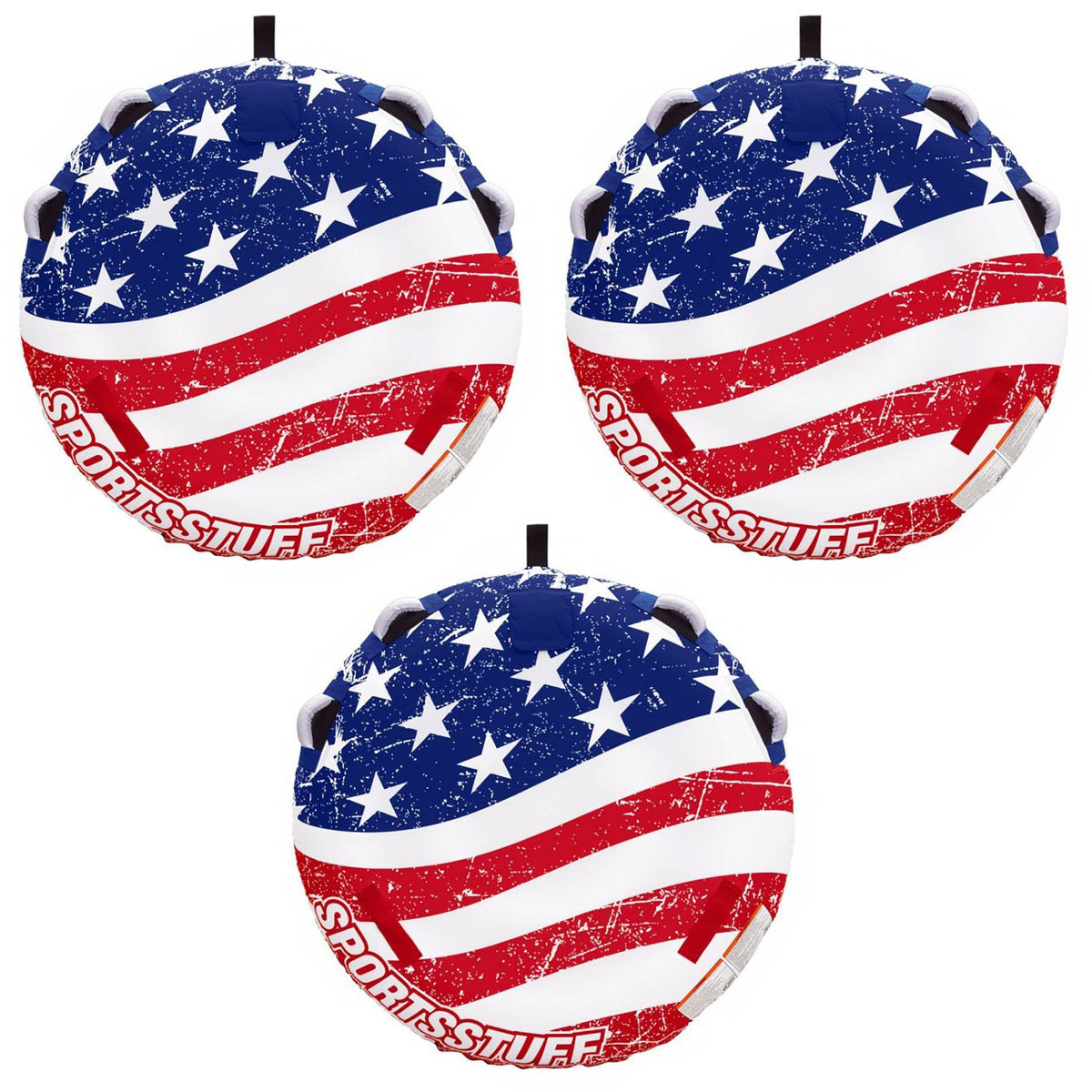 Stars & Stripes Inflatable 1 Rider Watersports Towable Tube (3 Pack) B94128