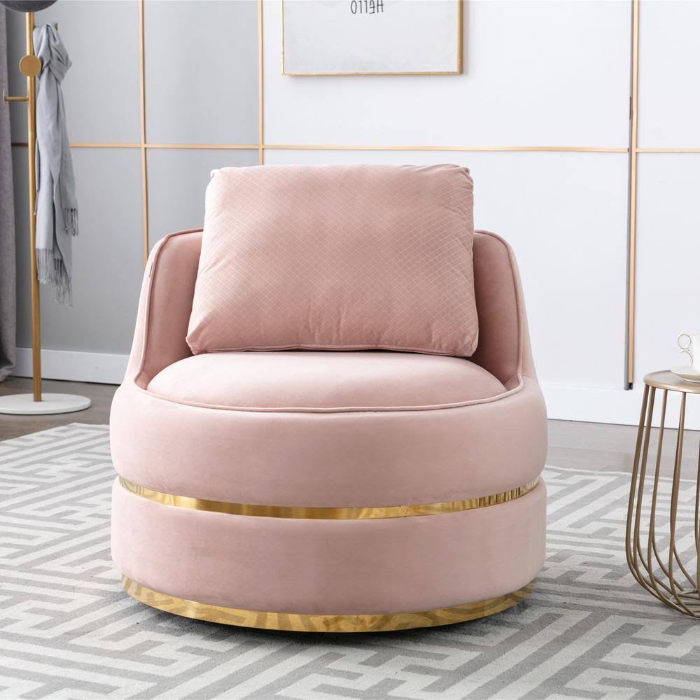 Pink Modern Swivel Barrel Chair W96246