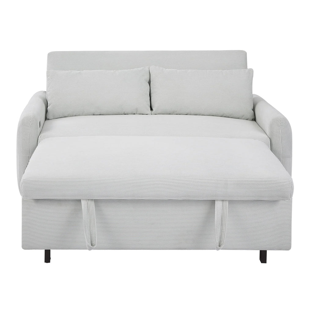 2-Seater Pull-Out Sofa Bed with Adjustable Backrest and USB Port N60653