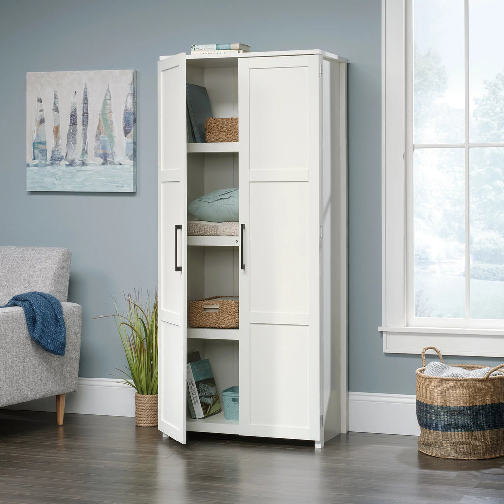 White 4-Shelf Wood Storage Cabinet H1991