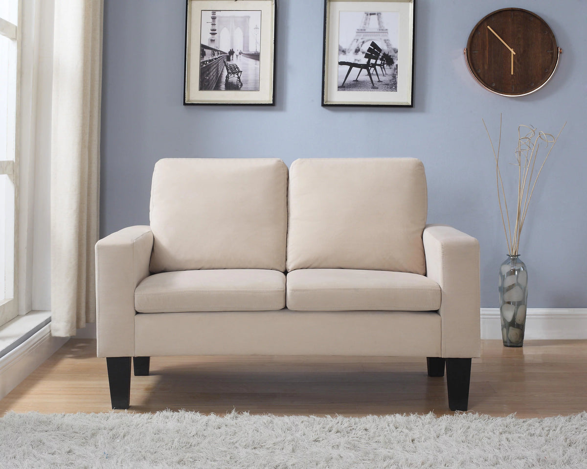 Beige Microfiber Loveseat B9376