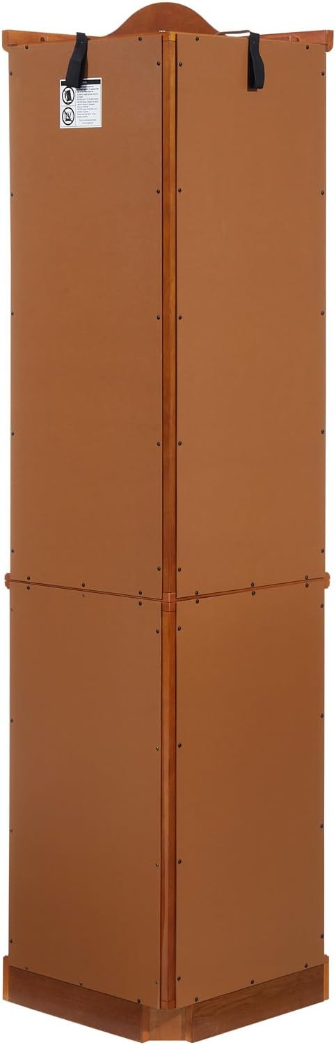 Brown Corner Curio Cabinet with Tempered Glass Doors and Adjustable Shelves M814