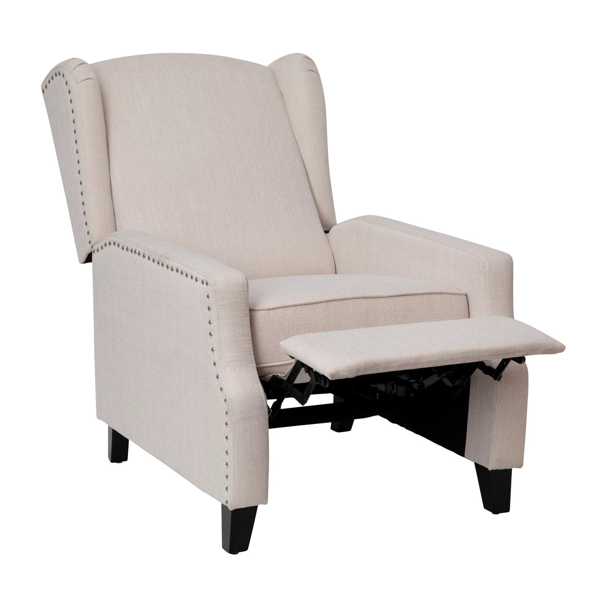 Cream Fabric Wingback Manual Recliner T35963