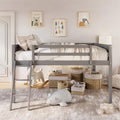 Wood Low Loft Bed with Ladder and Guardrail, Twin Size, Grey G785