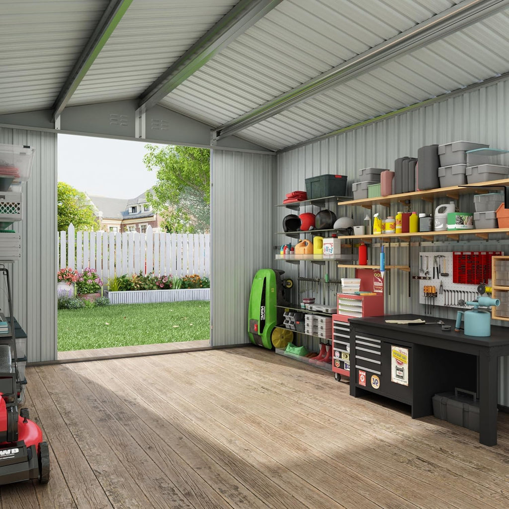 12x10 FT Metal Garden Shed Brown Z173