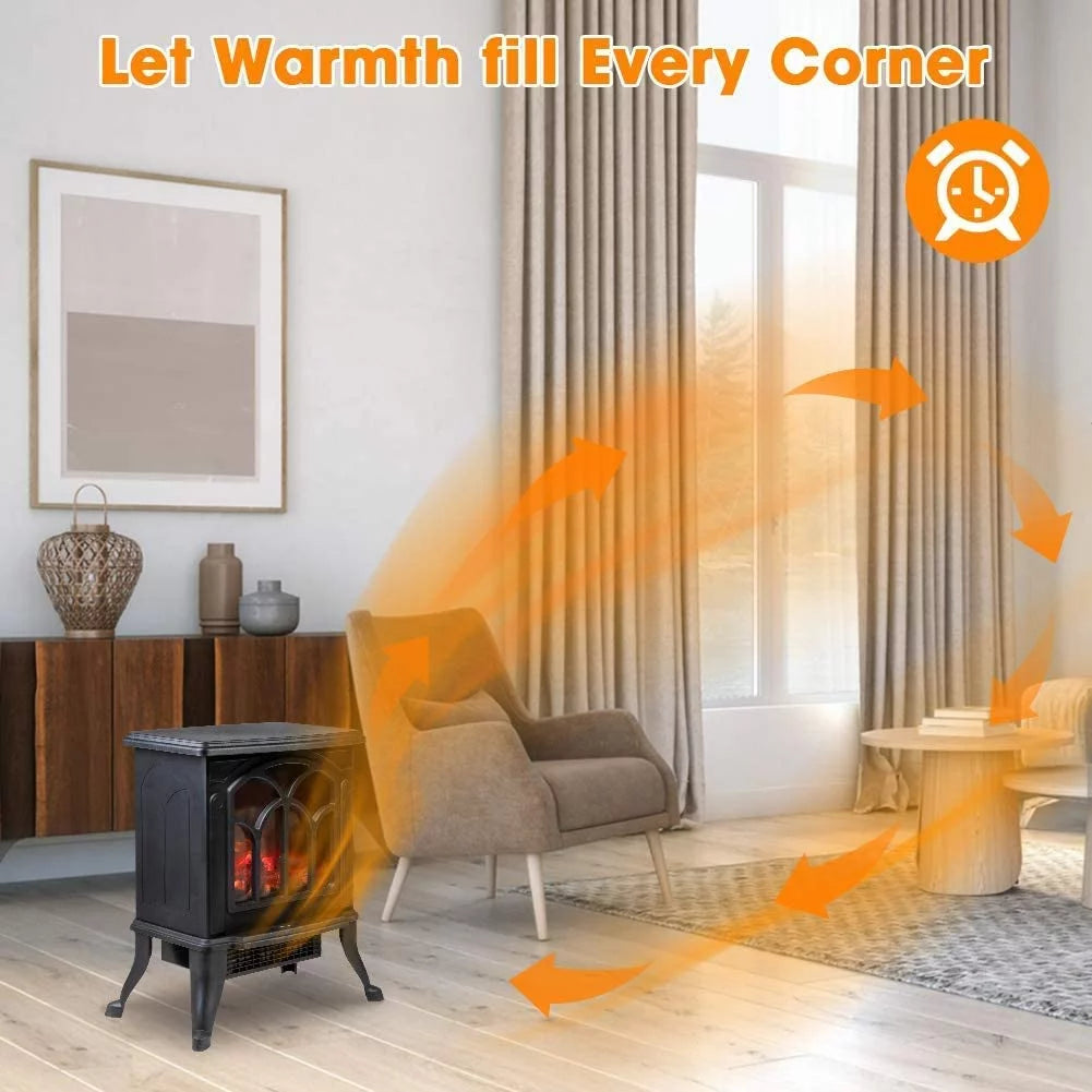 Black Infrared Quartz Electric Fireplace Stove Heater W903487