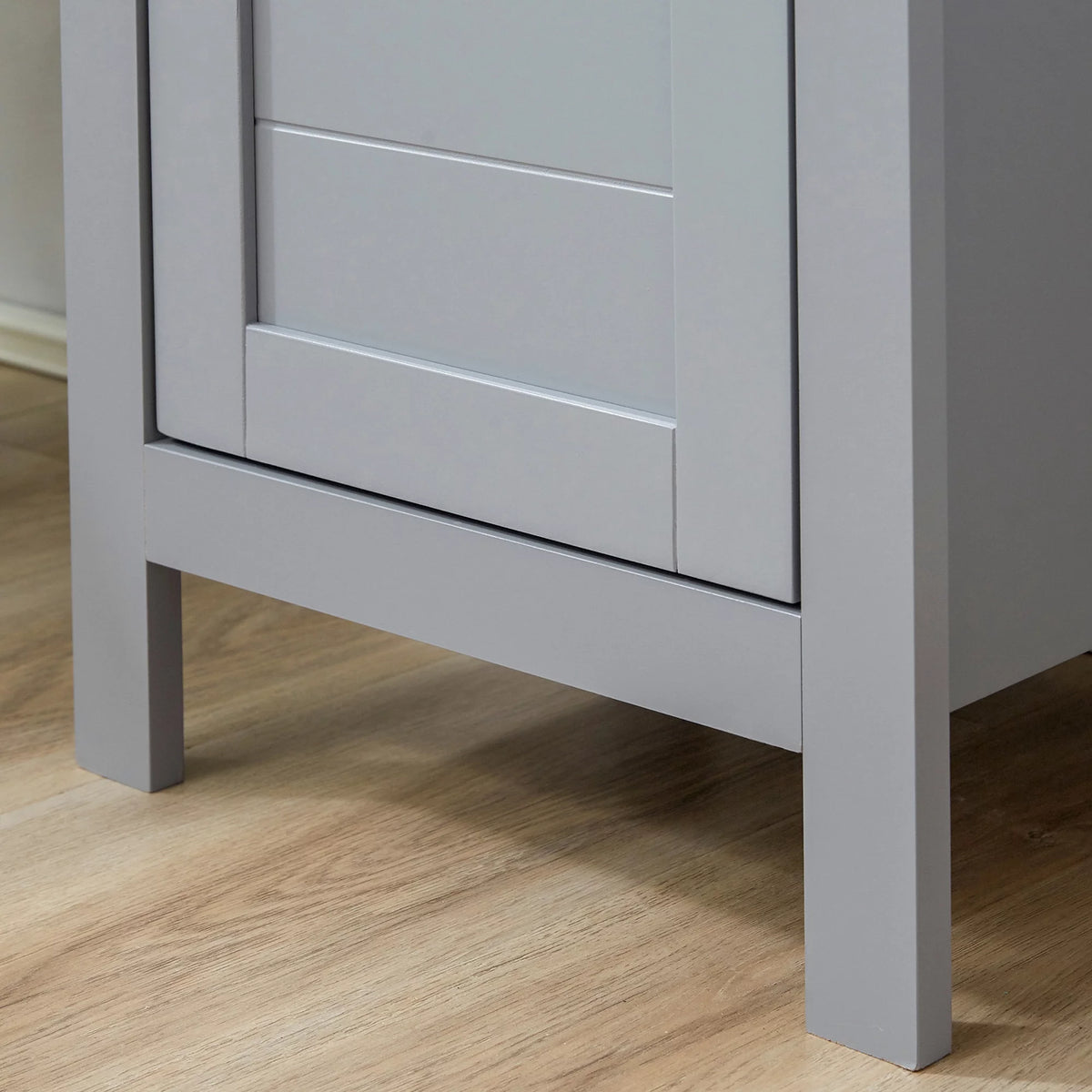 Grey Tall Bathroom Storage Cabinet with 3 Tier Shelf and Door E819538