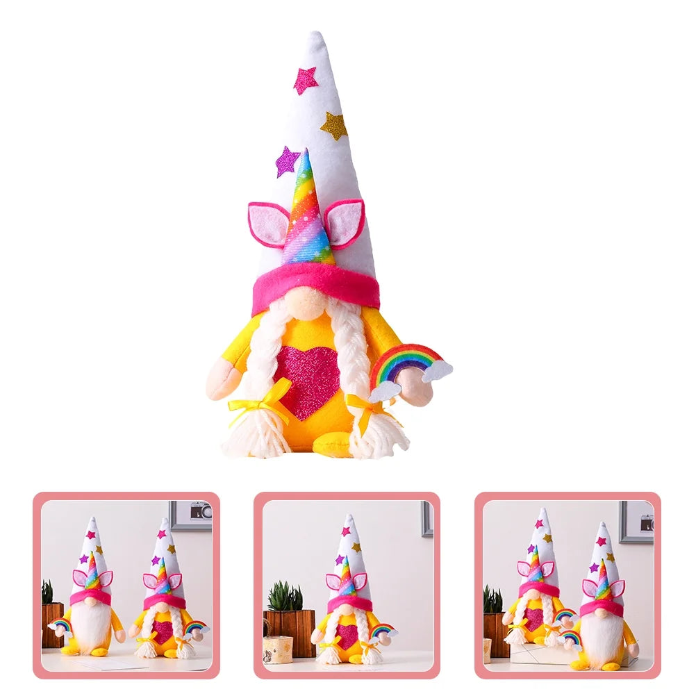 Unicorn Rainbow Plush Gnome Doll Z48932