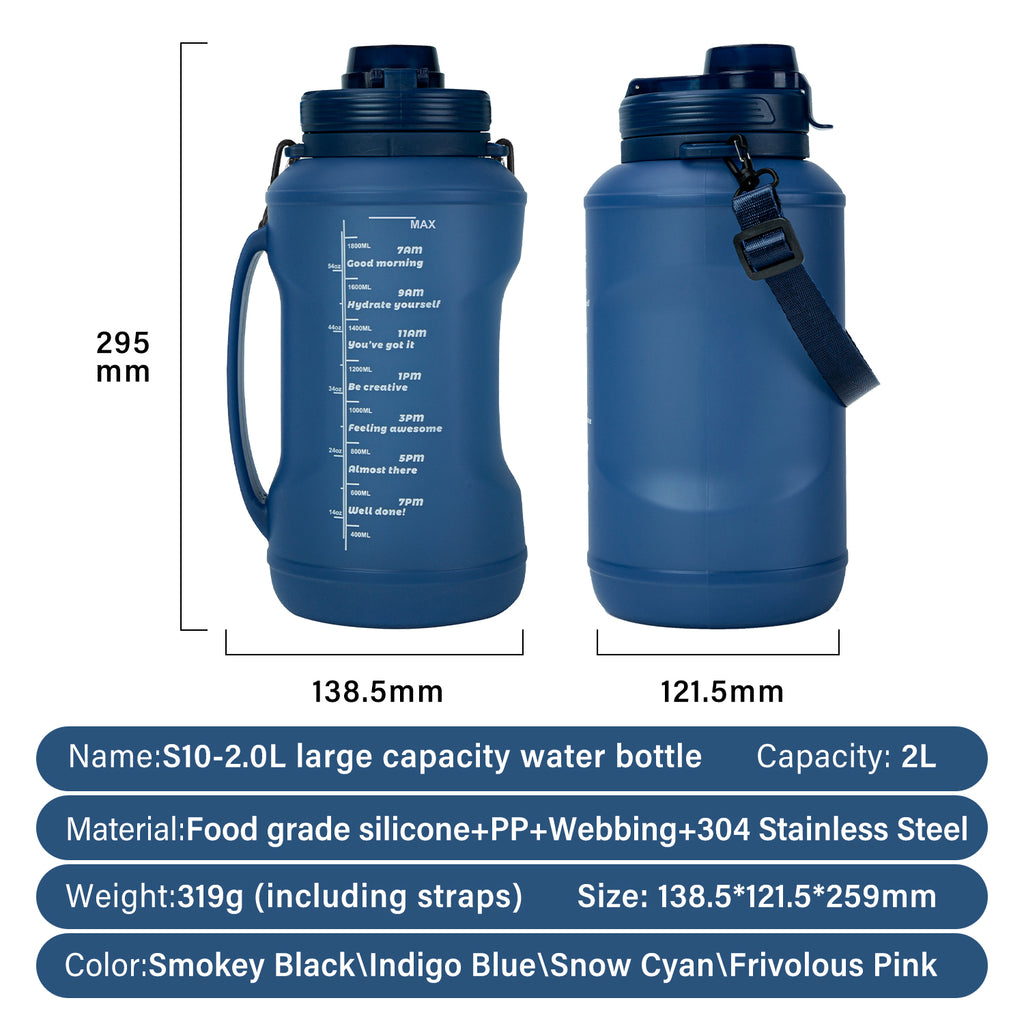 64 oz Half Gallon 2L Water Bottle with Straw Spout and Carrying Handle Z964573