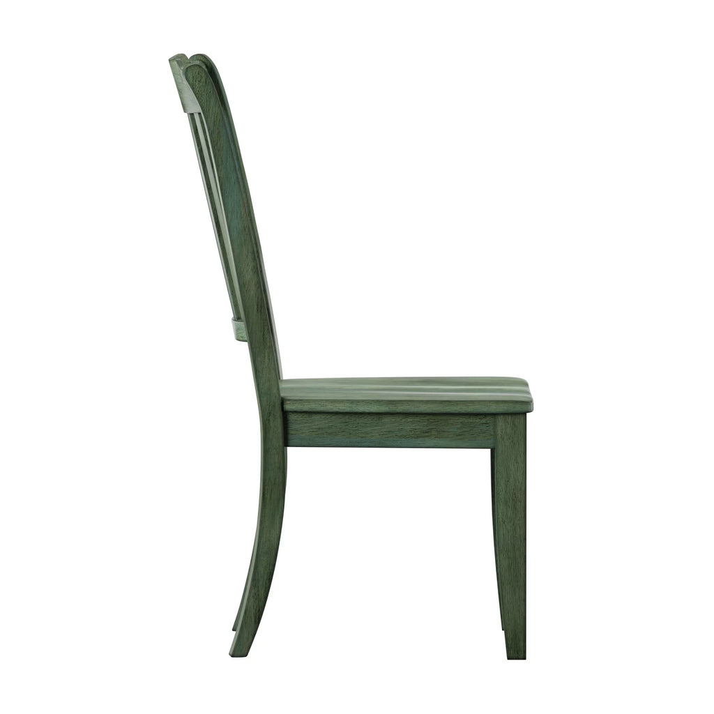 Antique Sage Green Wood Dining Chairs, Set of 2 P8271