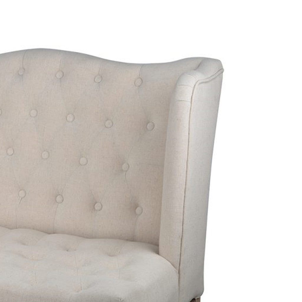 Cream Fabric Wingback Loveseat C419