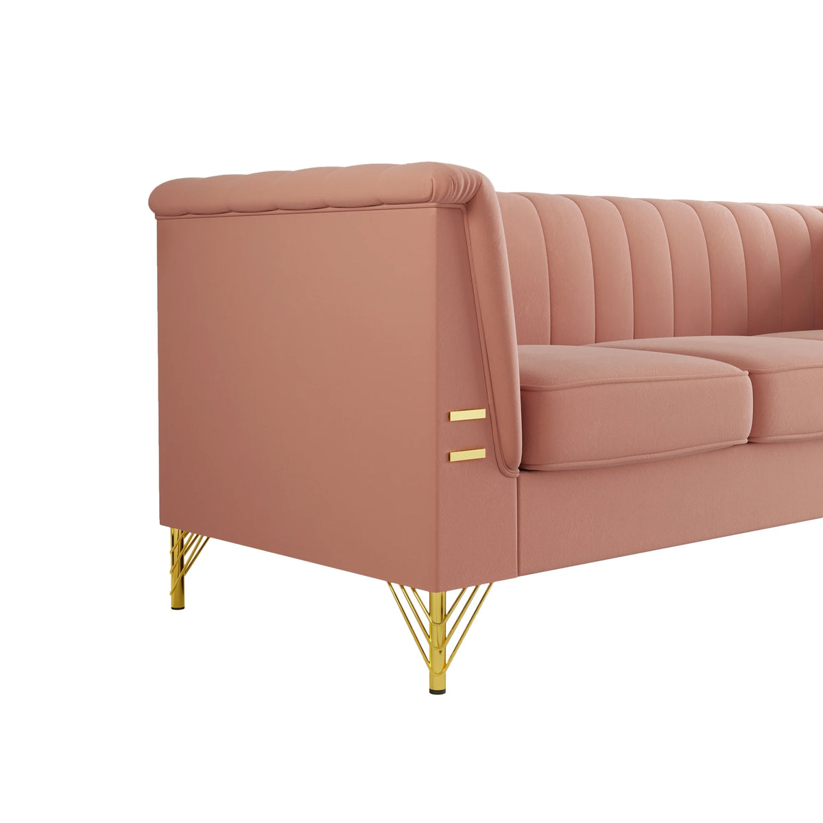 Velvet 3-Seater Sofa with Gold Metal Legs F846920