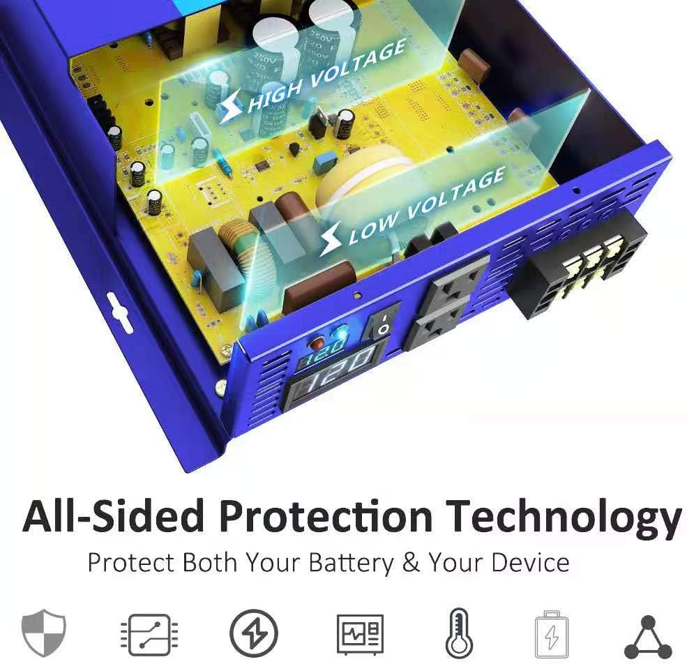 3000W Pure Sine Wave Power Inverter 36V DC to AC 120V 110V with 15ft Cable Remote Switch Controller W876885