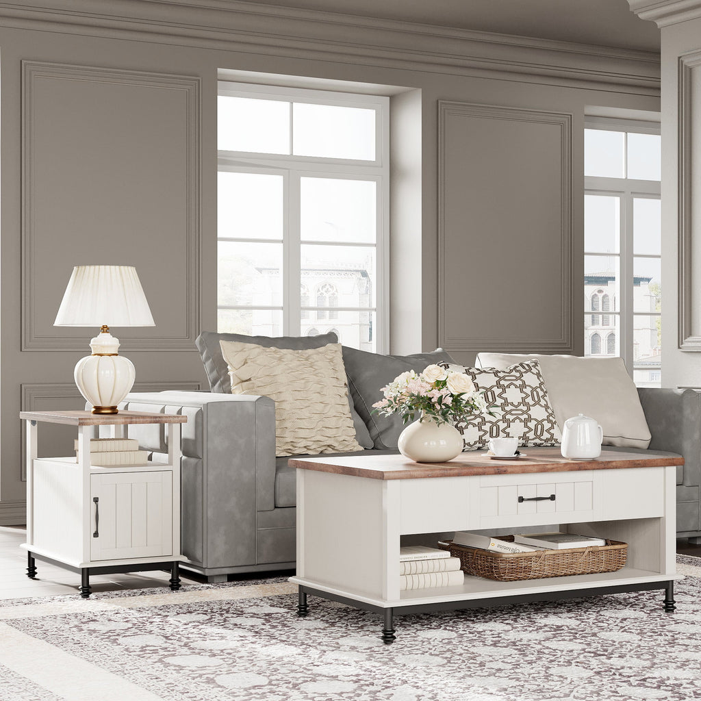White Wood Coffee Table with 2 End Tables B7444