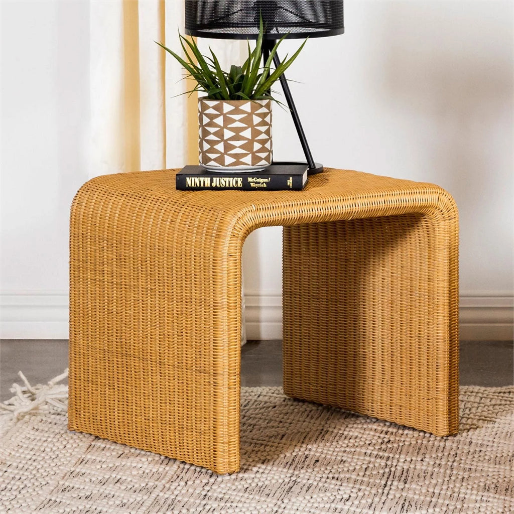 Square Coastal Rattan End Table P40236