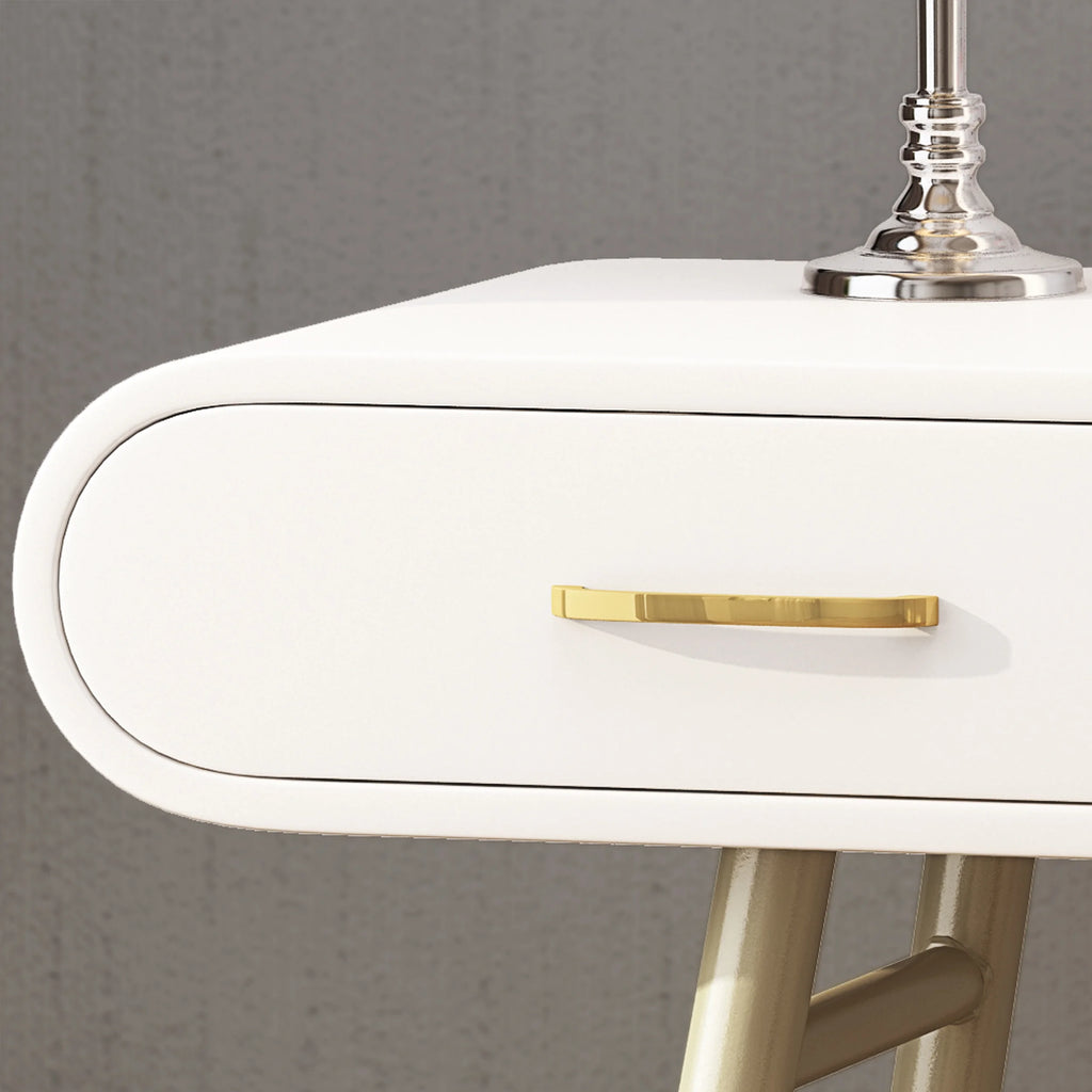 White and Champagne Gold Faux Wood Vanity Table V53637