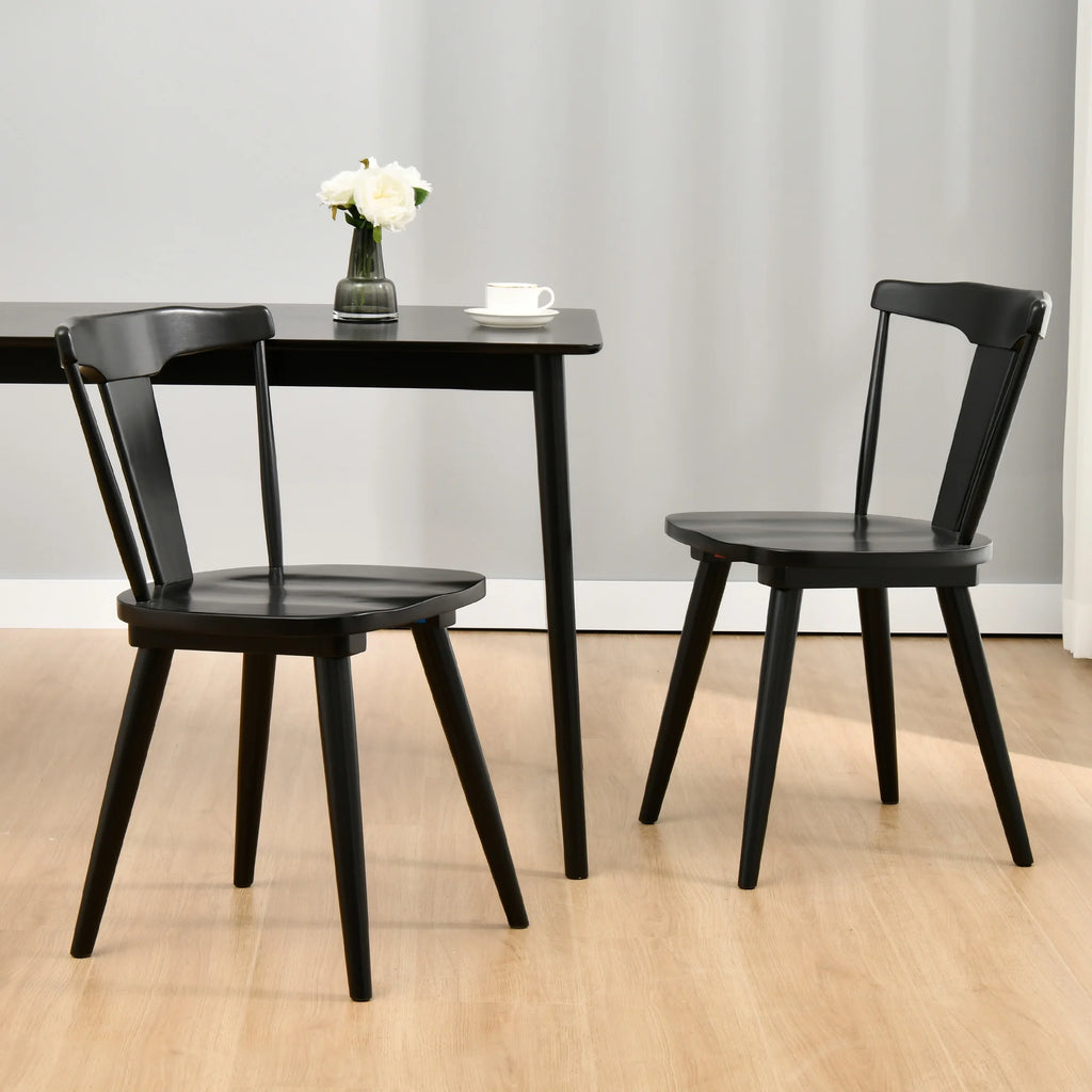Black Wood Slat Back Dining Chair Set of 2 E309879