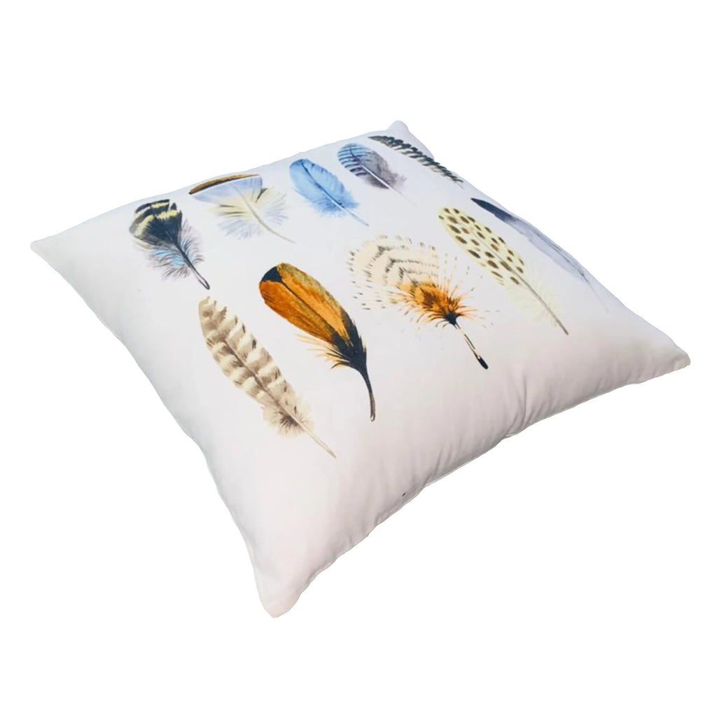 White Multicolor Cotton Throw Pillow I2311