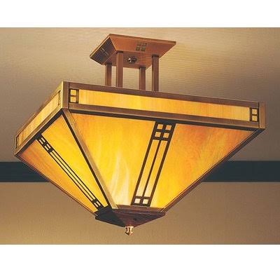 Semi Flush Mount Verdigris Patina Amber Mica Q3463