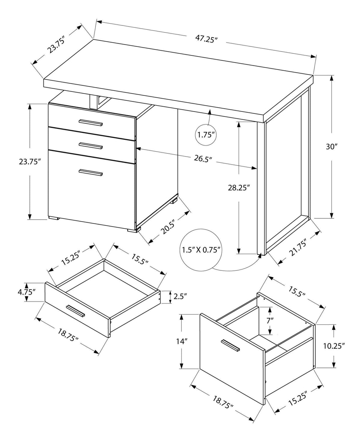 Brown Black Particle Board Metal Computer Desk N62728