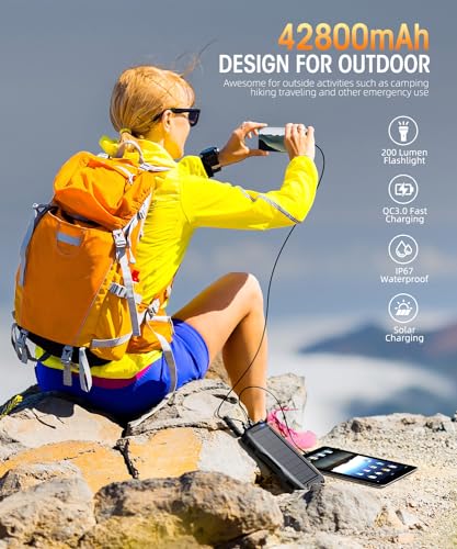42800mAh Solar Power Bank with Flashlight (Orange) M8073