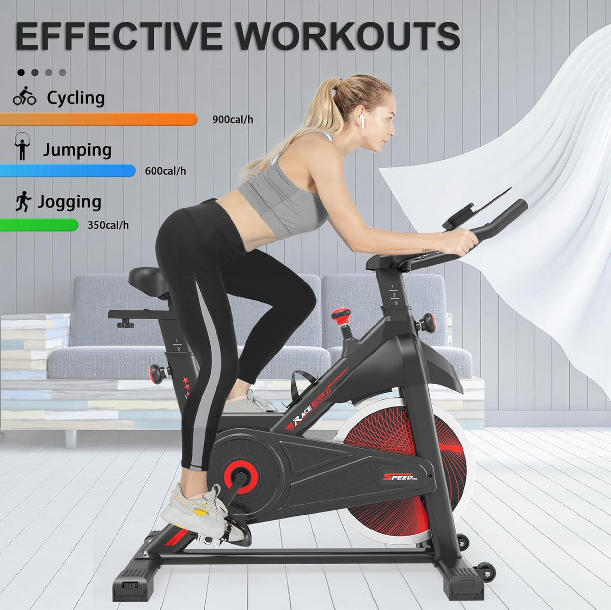 Indoor Cycling Bike with Silent Belt Drive and LCD Monitor Q457802