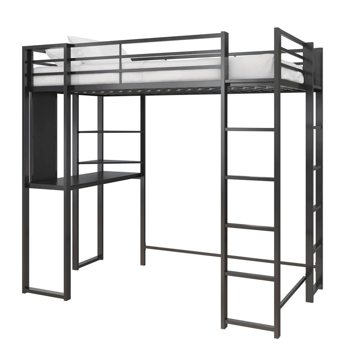 Twin Size Black Metal Loft Bed Y71972