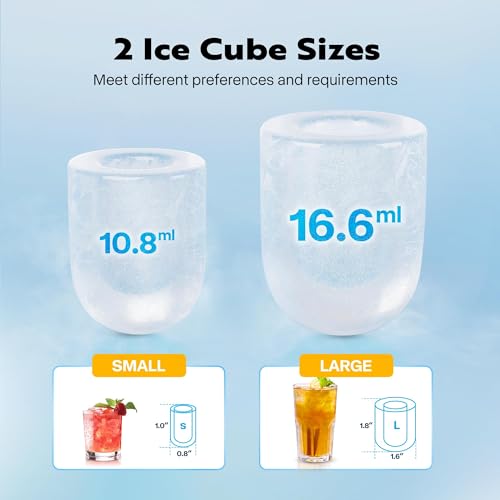 Portable Countertop Ice Cube Maker with Scoop 26lbs/Day Silver U5448