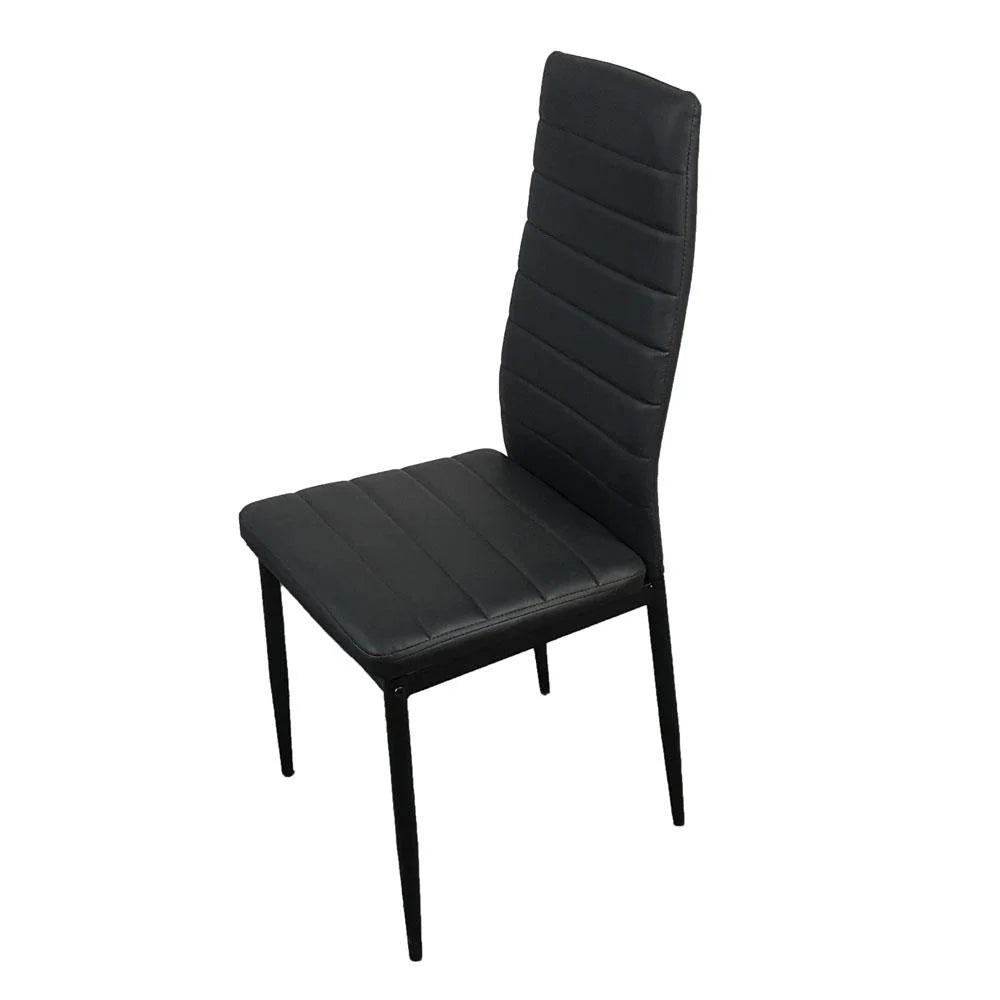 6 Pc High Back PU Leather Dining Chairs Black E2037