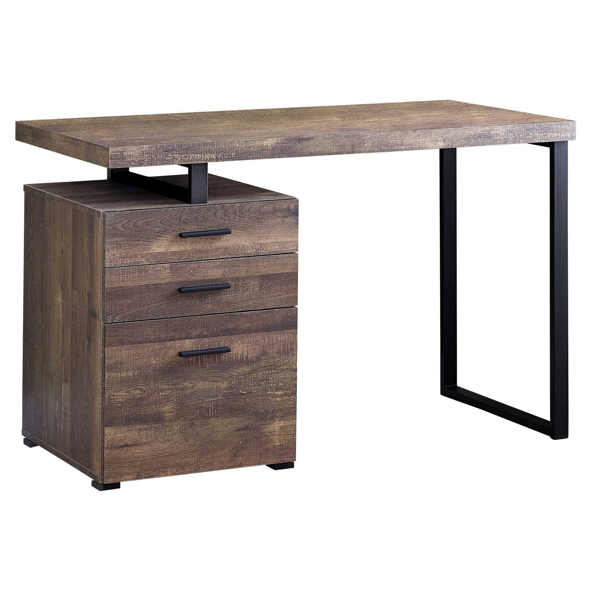 Brown Black Particle Board Metal Computer Desk N62728