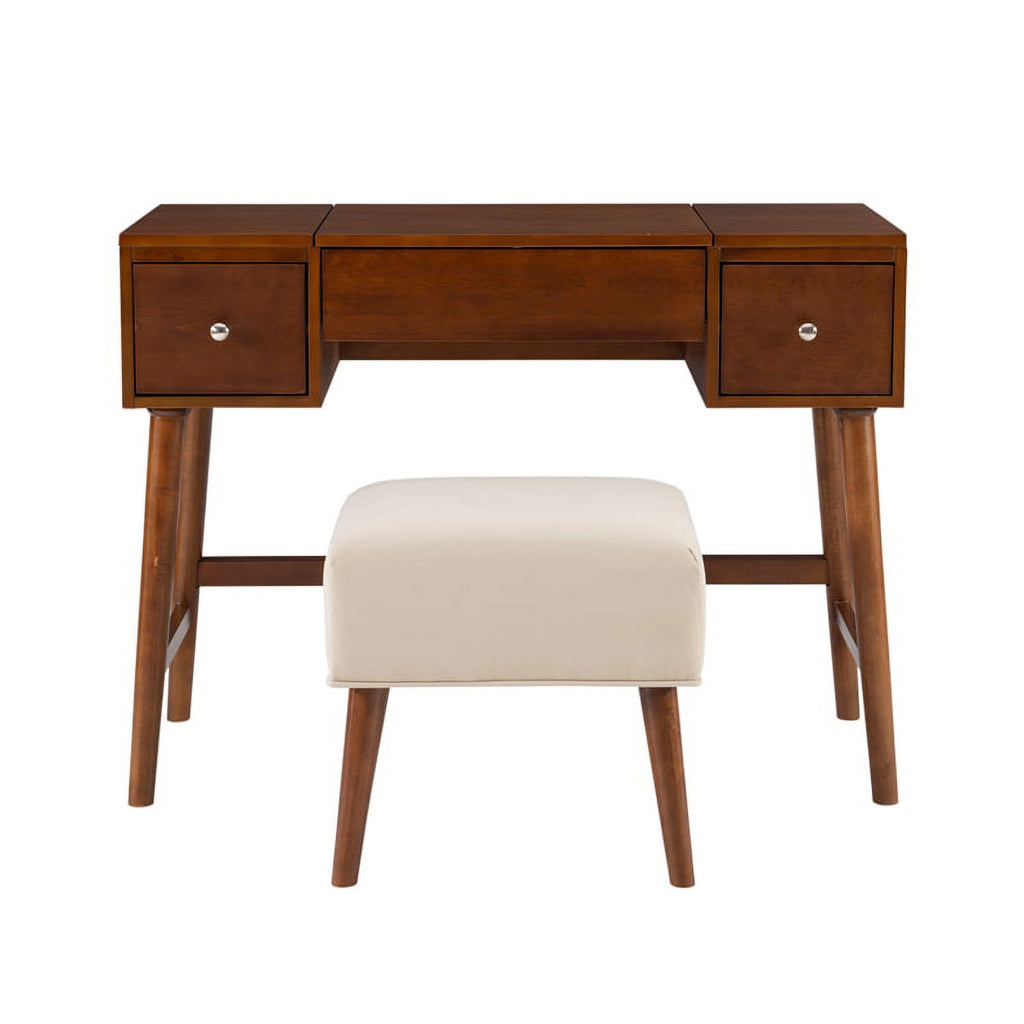 Walnut Brown Wood Vanity Set B671