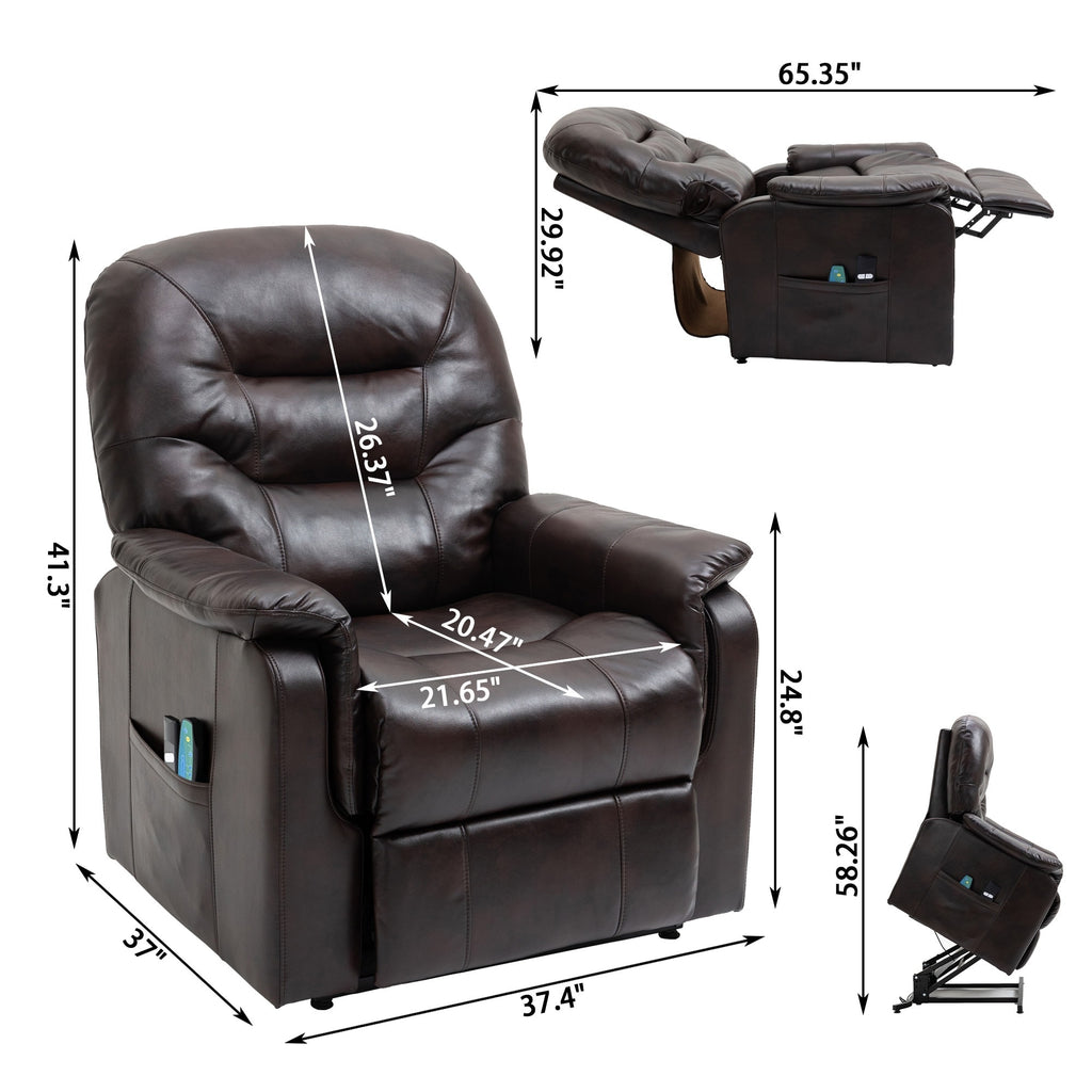 Blue Faux Leather Power Lift Recliner Chair U45046