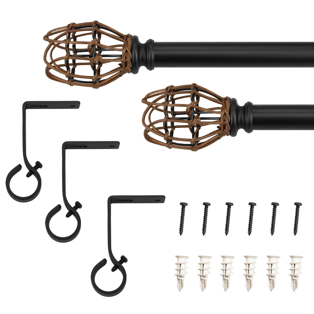 Matte Black Drapery Single Curtain Rod Set Z511