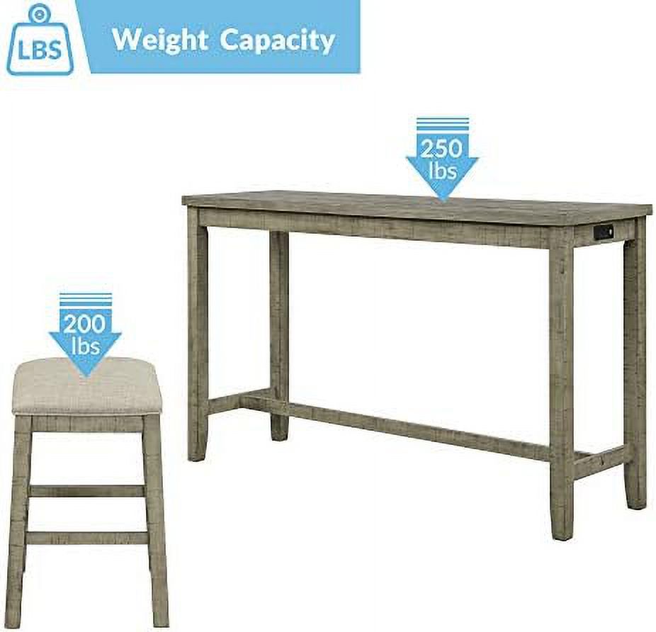4-Piece Counter Height Dining Table Set with 3 Leather Padded Stools Z414082