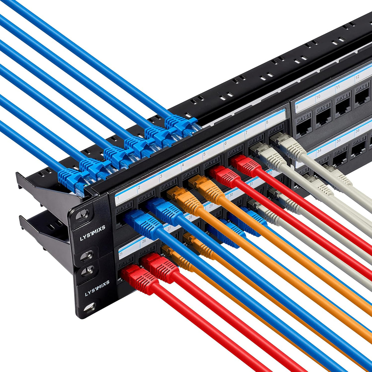 24 Port RJ45 Cat6 Feed Through Patch Panel 19 Inch Pack of 2 M4037