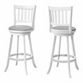 Set Of 2 White Wood Grey PU Swivel Bar Height Bar Stool B177814